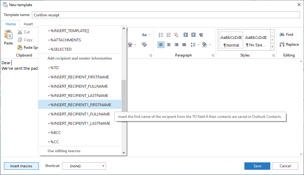 Take advantage of macros to simplify the sending experience