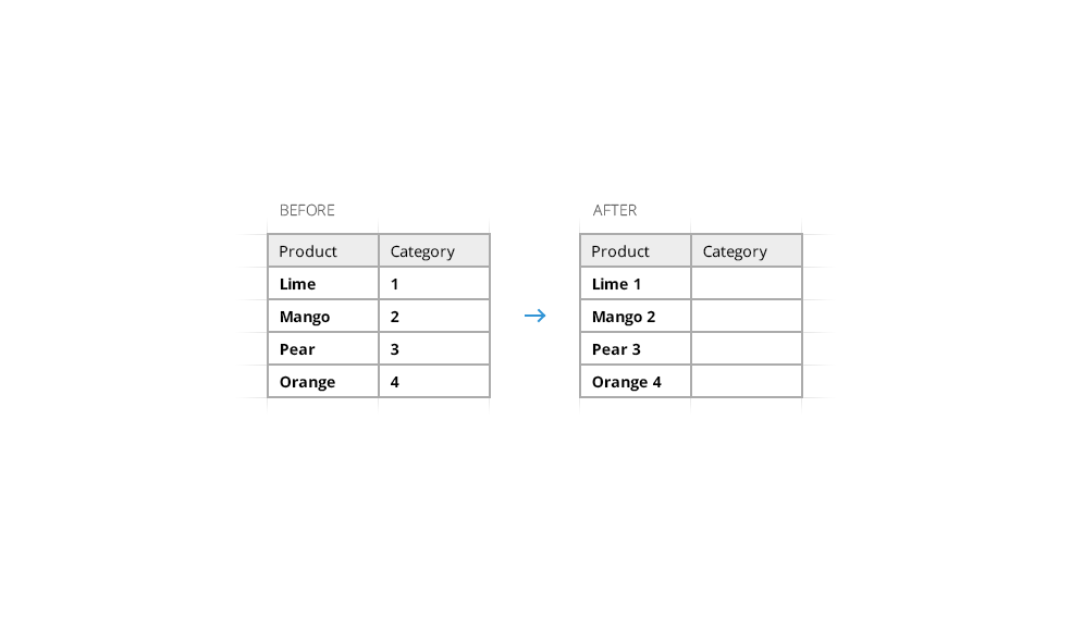 Merge values in each selected row