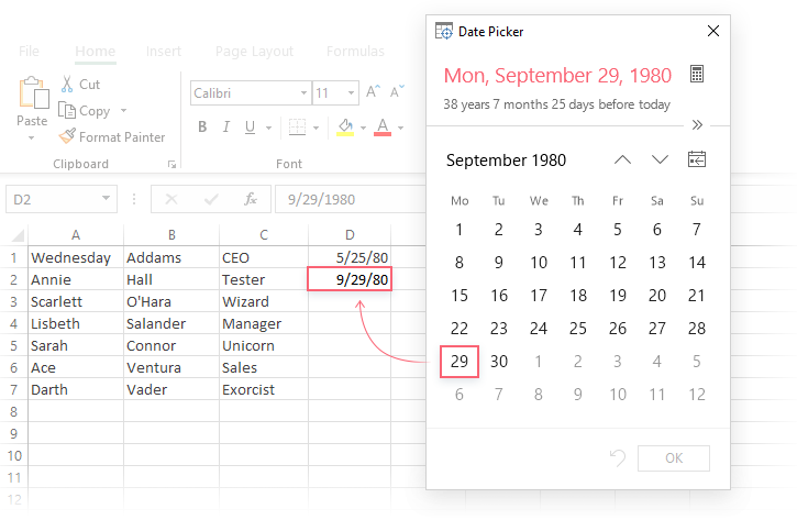 insert a calendar in excel for mac