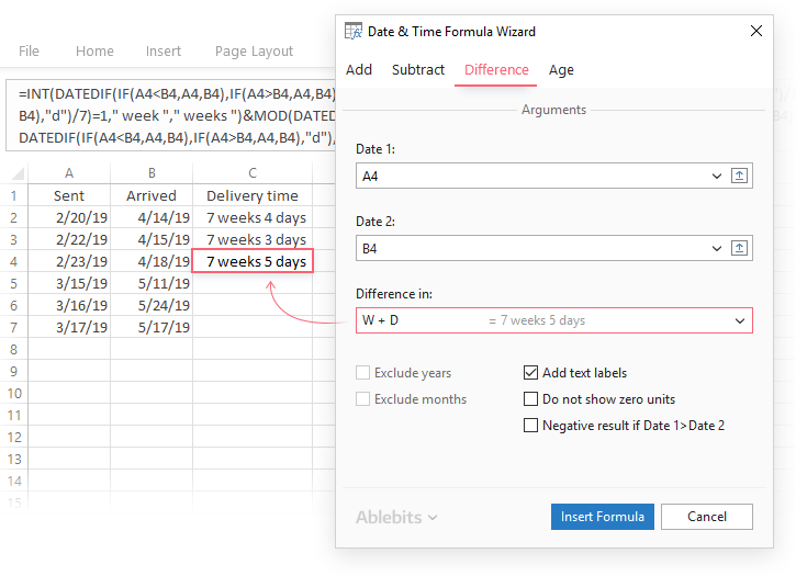 excel for mac, calculate the number of months between two dates