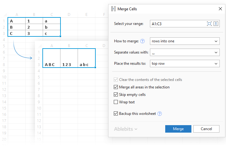 Merge Cells Wizard for Excel