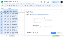 Split Sheet add-on for Google Sheets