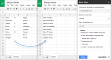 Merge Values add-on for Google Sheets