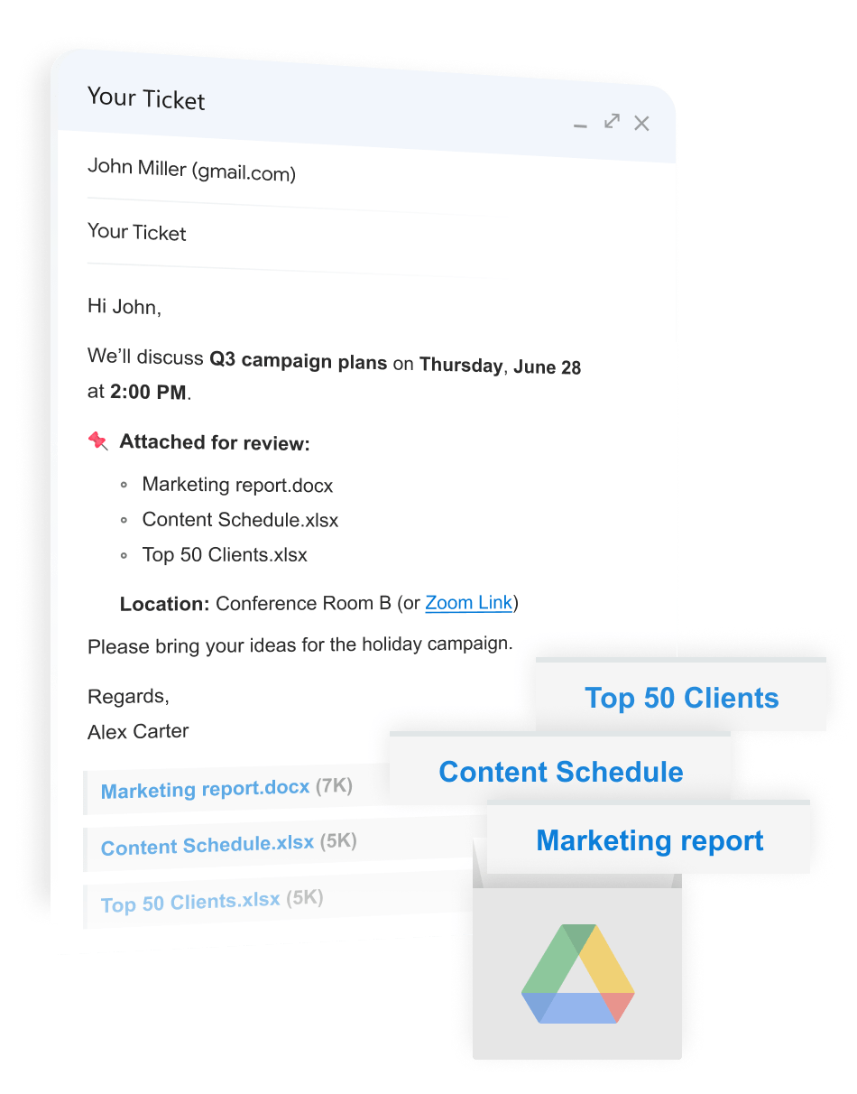 Link attachments to your templates so you never lose them.