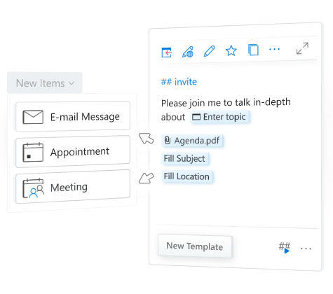 Outlook email templates: shared personalized easy customizable